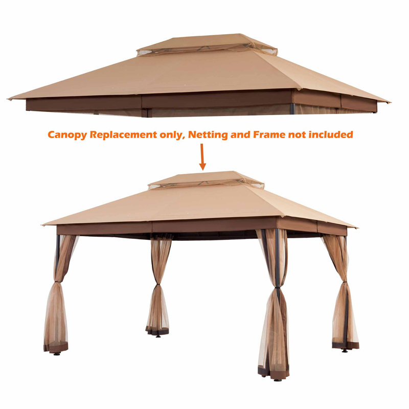 13 ft x 10 ft Patio Gazebo Replacement Canopy only for Starecho Model PT0148C2S Beige